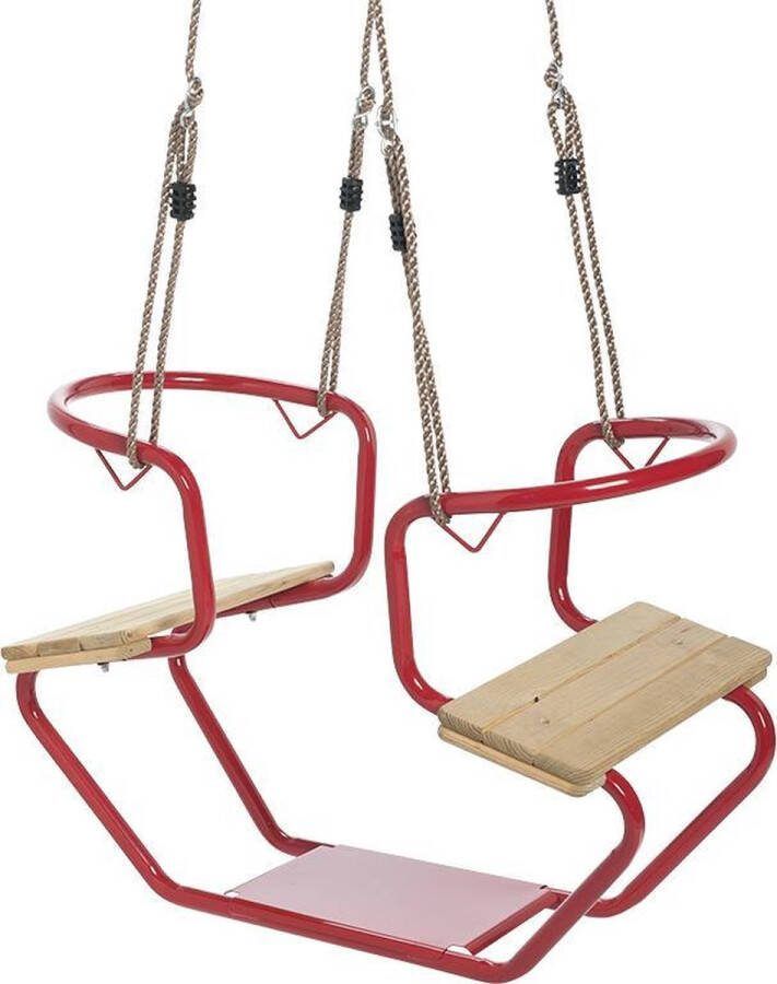 Swing King Metaal Hout Schommel duozit Rood