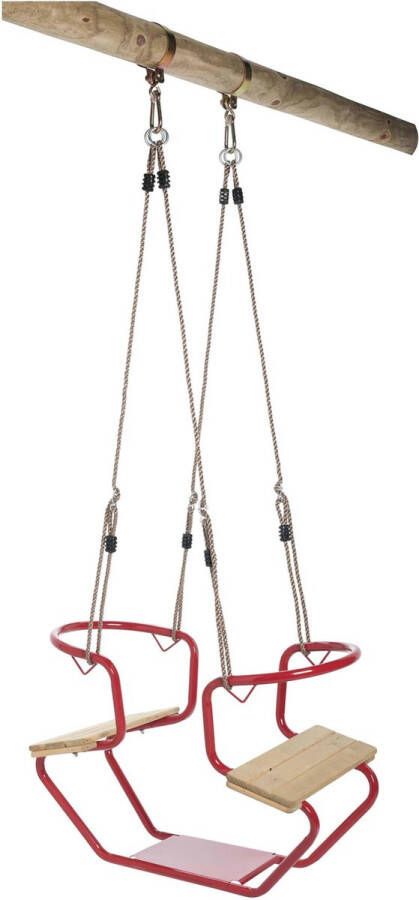 SwingKing Schommel duozit metaal+hout rood