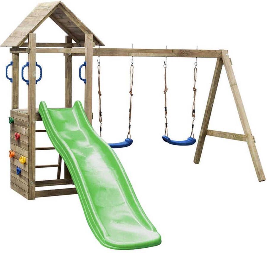 Swing King SwingKing speeltoren Maria + glijbaan en schommel appelgroen 295x160x210cm