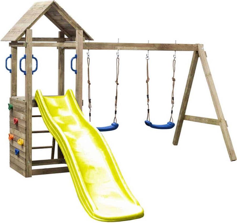 Swing King SwingKing speeltoren Maria + glijbaan en schommel geel 295x160x210cm