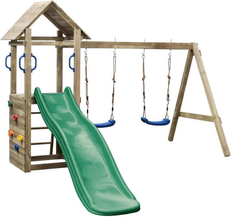 Swing King SwingKing speeltoren Maria + glijbaan en schomel groen 295x160x210cm