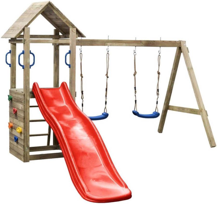 Swing King SwingKing speeltoren Maria + glijbaan en schommel rood 295x160x210cm