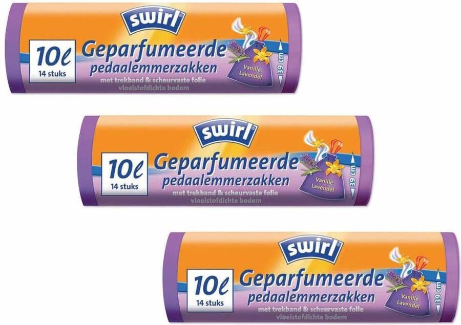 Swirl Geparfumeerde pedaalemmerzakken trekband 10ltr Multipack 3 x 14 stuks