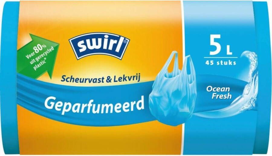 Swirl Pedaalemmerzakken Geparfumeerd Ocean Fresh 5 liter 45 stuks