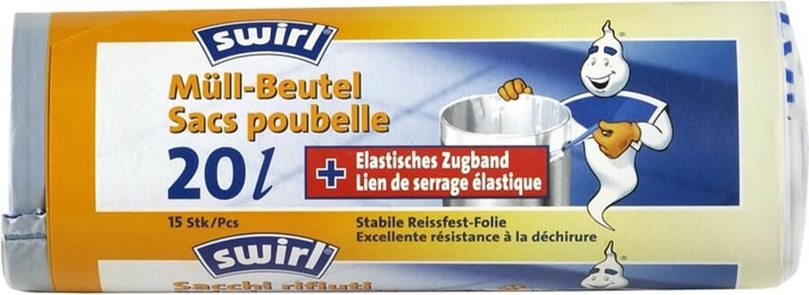 Coppens Swirl pedaalemmerzakken met fixeerband 20 liter 15 stuks