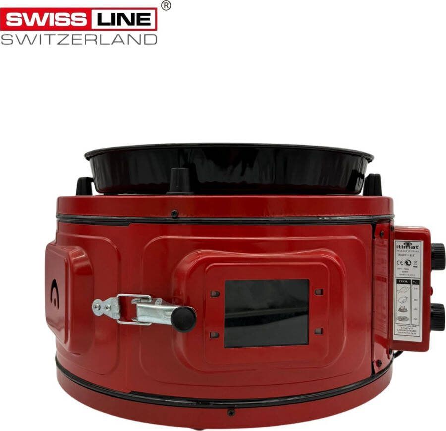 Swiss line switzerland Itimat Ronde elektrische oven vrijstaand thermostaat ROOD