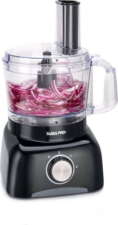 Swiss Pro+ Krachtige SP800 Retro Foodprocessor 1.2 Liter 13 Delig Inclusief accessoires Super Black