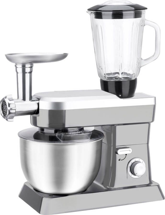 Swiss Pro+ SP-PKM1900B 3-in-1 Krachtige Keukenmachine 6.3 L 1500W Zilver Blender Vleesmalen Mixen Food Processor 6.3 Liter