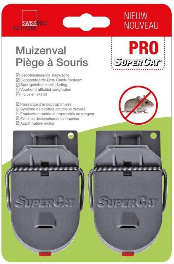 Swissinno SuperCat muizenval Pro – Muizenklem – Gifvrij – Muizen verjager – Effectieve ongedierteval Kan zowel binnen als buiten gebruikt worden – Met lokaas voor het beste resultaat 2 stuks Kunststof