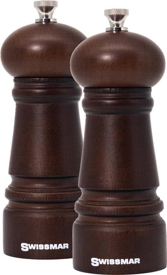 Swissmar Manor peper en zoutmolen set 14 cm Beukenhout 2 Stuks Instelbare maalgraad Luxe kwaliteit Hervulbaar Peper molen Houtmolen Zout molen Huis Cadeautje Keuken accesoires
