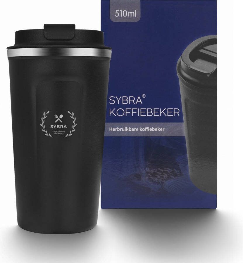 Sybra Koffiebeker zwart 510ml coffee mug koffiebekers to go thermosbeker
