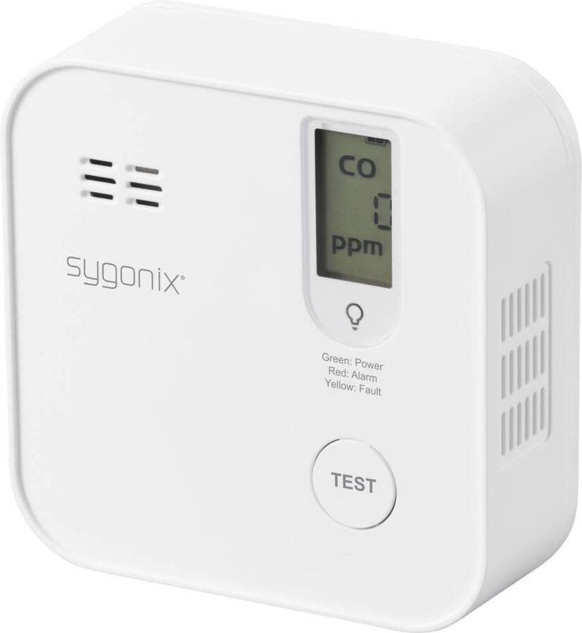 Sygonix Koolmonoxidemelder Incl. batterij (10 jaar) Met interne sensor werkt op batterijen Detectie van Koolmonoxide