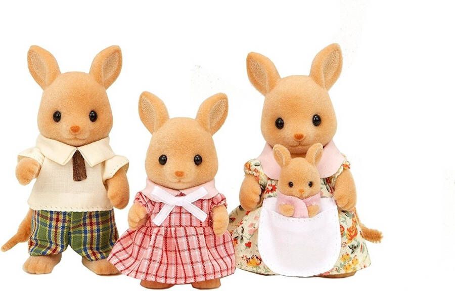 Sylvanian Families 5272 familie kangoeroe- 4 speelfiguren voor poppenhuis- fluweelzacht- buidel