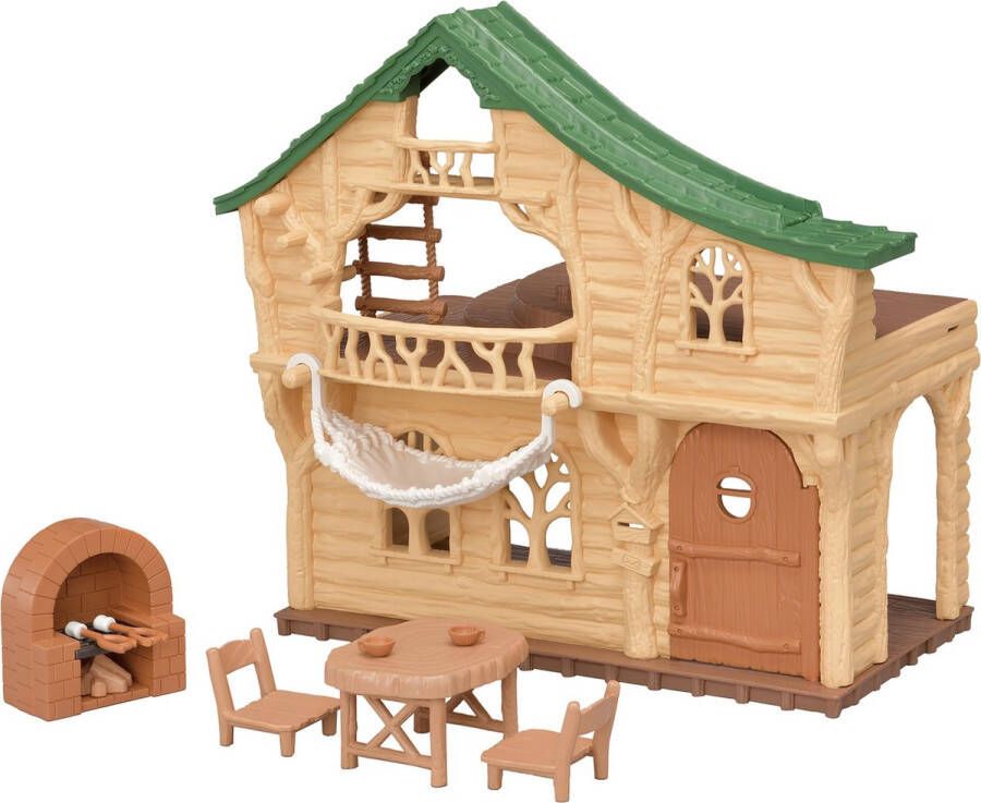 Sylvanian Families 5451 Blokhut aan het meer- te combineren met 5450 Boomhut( stapelen)