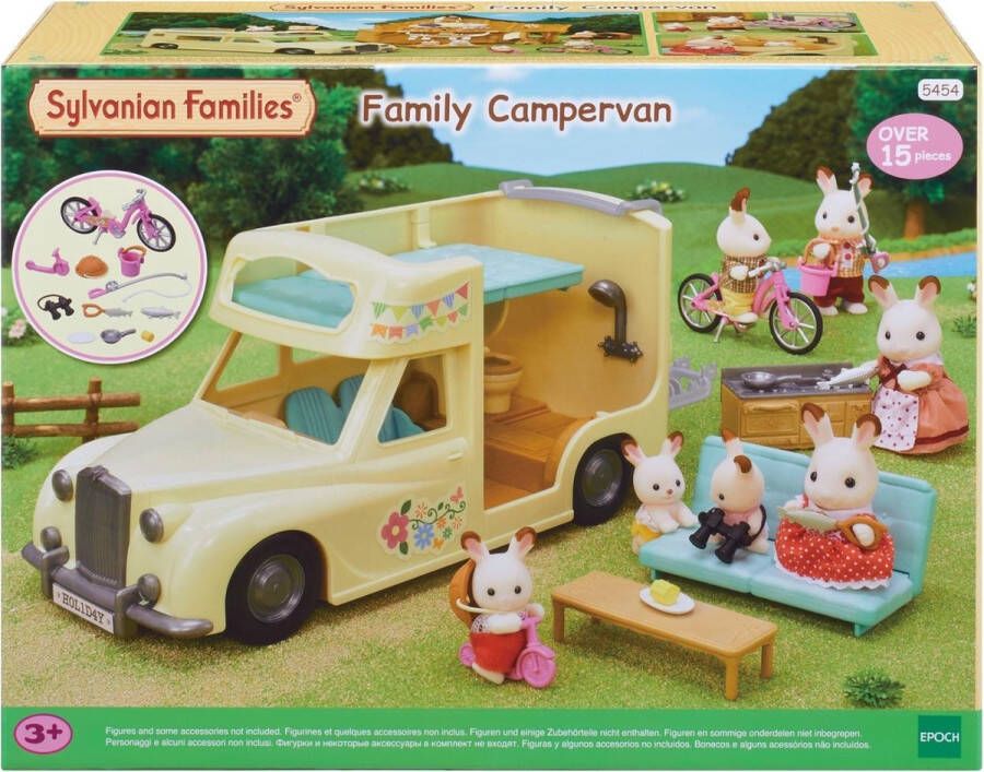 Sylvanian Families 5454 familie camper-fiets- fietsdrager-15 onderdelen