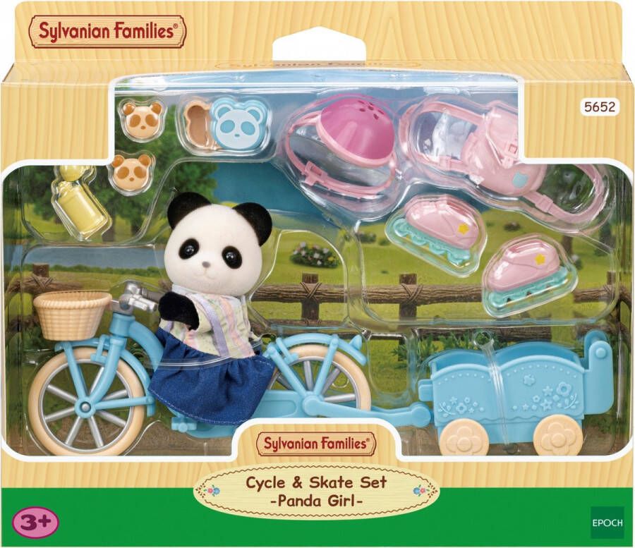 Sylvanian Families 5652 Panda meisje met fiets en skates inclusief 1 speelfiguur