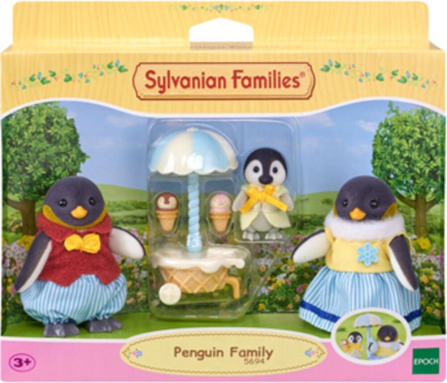 Sylvanian Families 5694 Familie Pinguïn 3 fluweelzachte speelfiguren- ijsco wagentje