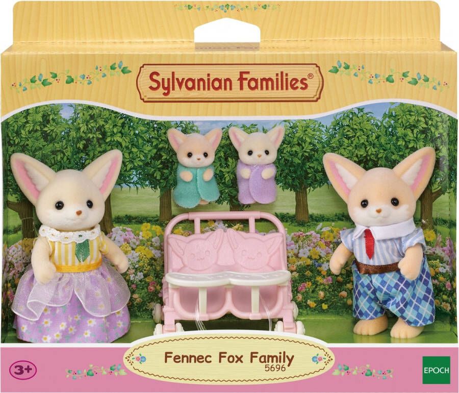 Sylvanian Families 5696 Familie woestijn vos- 4 fluweelzachte speelfiguren- duo kinderwagen speelset