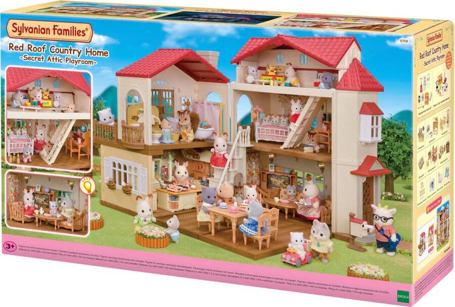 Sylvanian Families 5708- Groot poppenhuis met geheime speelkamer- poppenhuis- te combineren met Startershuis ( 5567) tot een mega poppenhuis