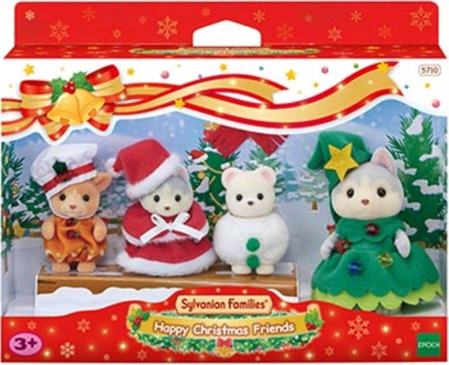 Sylvanian Families 5710 Vrolijke Kerstvrienden- speelset- inclusief 4 fluweelzachte speelfiguren