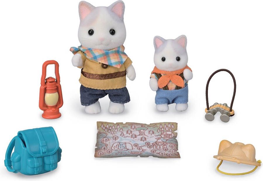 Sylvanian Families 5763 Duo avonturiers latte kat broer en baby- fluweelzachte speelfiguren