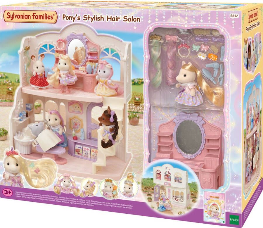 Sylvanian Families 5642 Pony's kapsalon-speelset- 1 ponymeisje speelfiguur met zijdezacht haar- kaptafel- wasbak