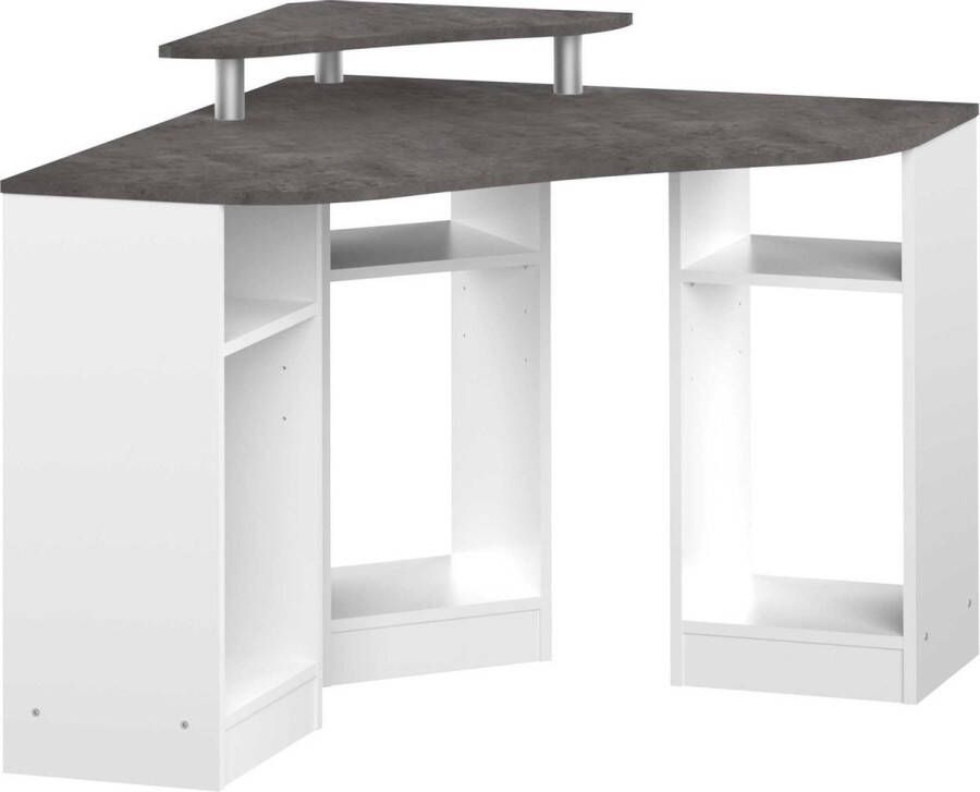 Symbiosis Vente-unique Hoekbureau FIDUCIA met opbergruimte Kleur: wit en beton L 94 cm x H 73 cm x D 94 cm