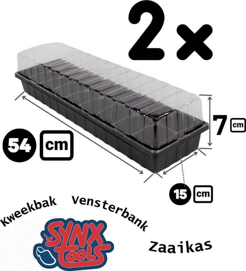 Synx Tools 2x Zaaikas Kweekbak Multi-Pack Zaaikast Zaaitray Kweektray Vensterbank Moestuinbak Moestuinen bodembewerkers Zaai Kweken Kweekbak