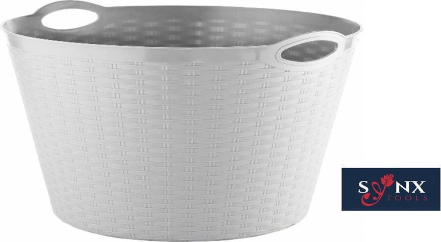 Synx Tools Flexibele emmer Wit wasmand 35 liter Opbergmand Wassorteerder Wasmanden Flexibele emmers Wasmanden Wasbox Grote teil Wassen Laundry Basket