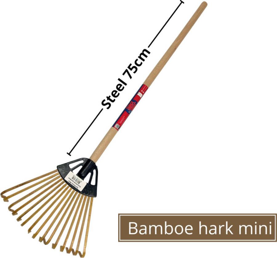 Synx Tools Gazonhark Bamboehark mini Bladhark Bodembewerkers Harken Gazon 180x220mm mm Incl. Steel 75 cm