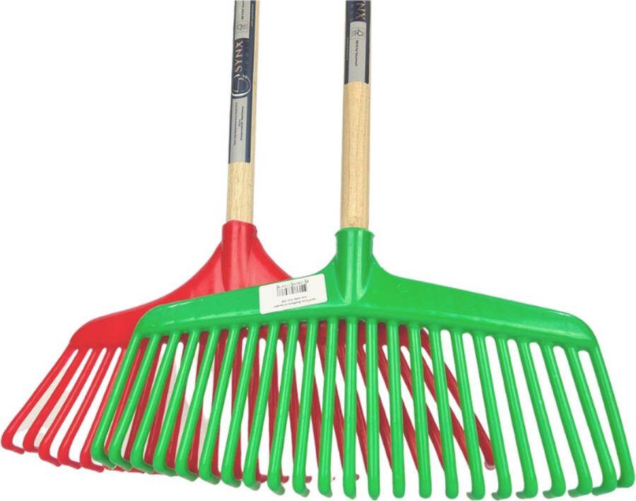 Synx Tools Gazonhark bladhark 23 Tanden Hark Harken Grashark- Gazon Kunststof blauw groen -Met steel 150cm
