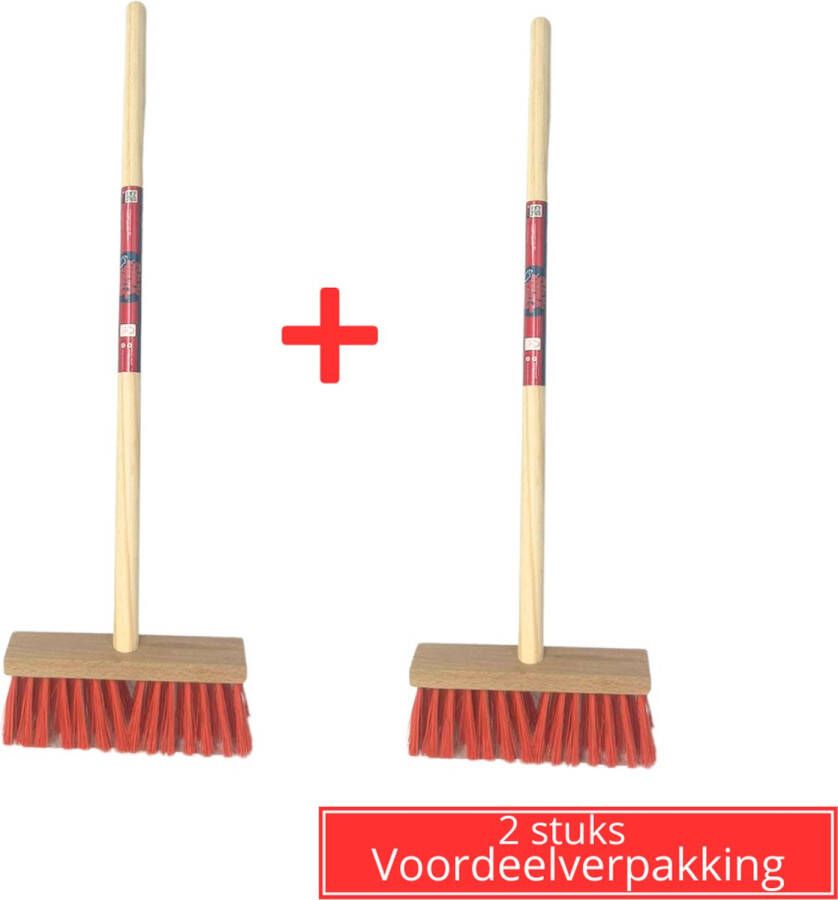 Synx Tools Kinderbezem Nylon Junior set van 2 Bezems Buitenspeelgoed Speelgoed incl. Steel 57cm tuinierspeelgoed Schepjes Kinderen Totale lengte 65cm