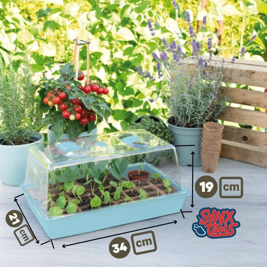 Synx Tools Kweekbak met deksel 37 5 cm Zaaitray Kweektray kweekbak met ventilatie kweken Tuinieren Moestuinbak Moestuin artikelen Tuin benodigdheden Vensterbank