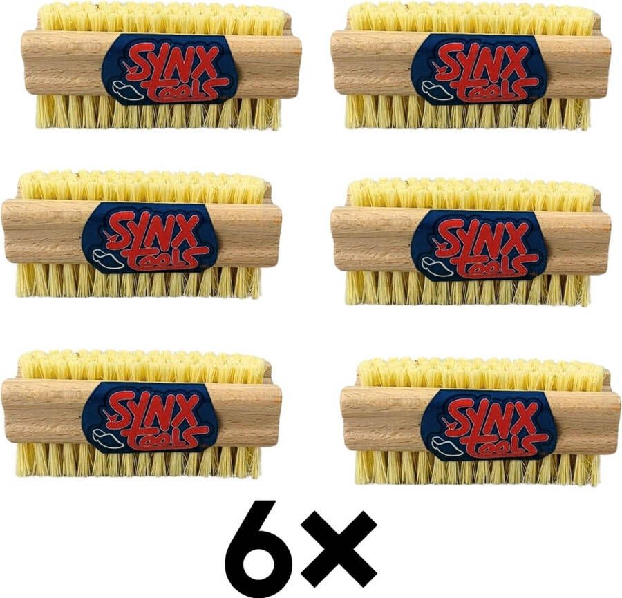 Synx Tools Nagelborstel hout set van 6 stuks schrobborstels nagel borstel schrobbezem nagelborstel hout Voordeelverpakking