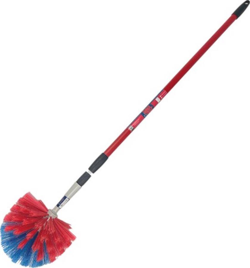 Synx Tools Ragebol met telescoopsteel -Plumeau Stoffer spinnenrager met telescoopsteel 175 cm Plumeaus Rood Blauw Uitschuifbaar Duster