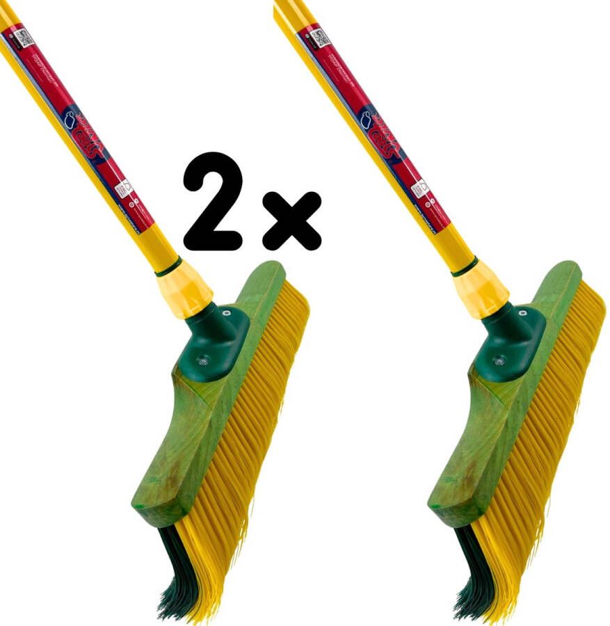 Synx Tools Set van 2 stuks Klauwbezem 35cm Bezems bezemhouder bezem buiten straatbezem krallenbezem Telescopische steel 70 140cm