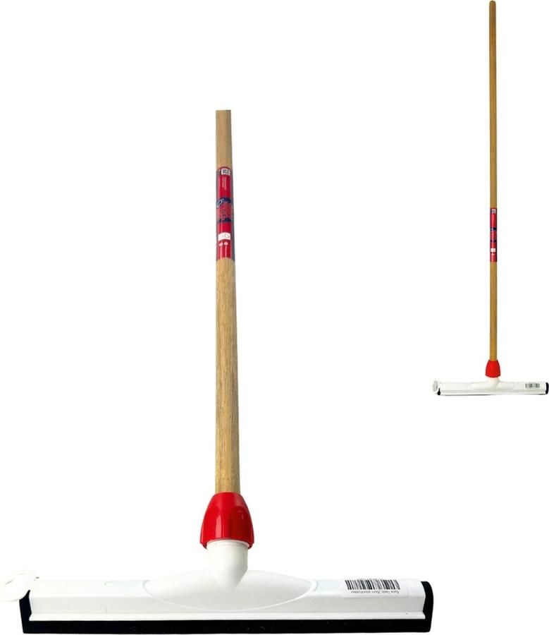 Synx Tools Vloertrekker 45cm Kunststof Vloertrekker Trekkers Watertrekker Dweilen Natuurrubber Vloermop Vloerreiniger Met Houten Steel 120cm