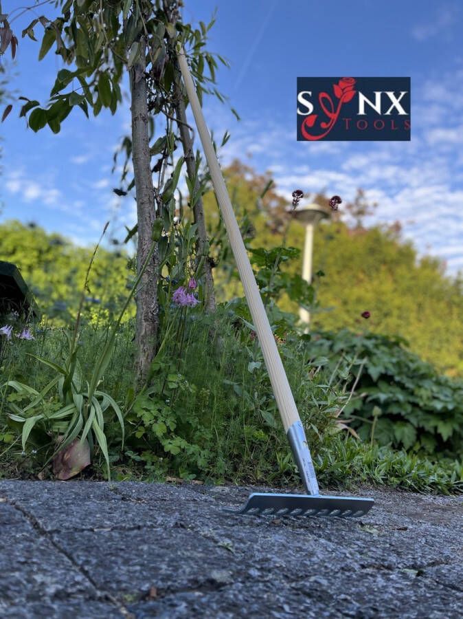 Synx Tools Tuinhark 10 Tanden verzinkt Hark Harken Bladharken Bodembewerkers Onkruidverwijderaar Tuinartikelen Compleet Incl. 150cm steel