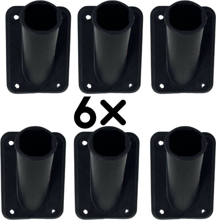 Synx Tools Vlaggenstokhouder set van 6 Zwart Kunststof vlaggenstokhouder vlaggenstok nederlandse vlag vlaggen vlaggenmast