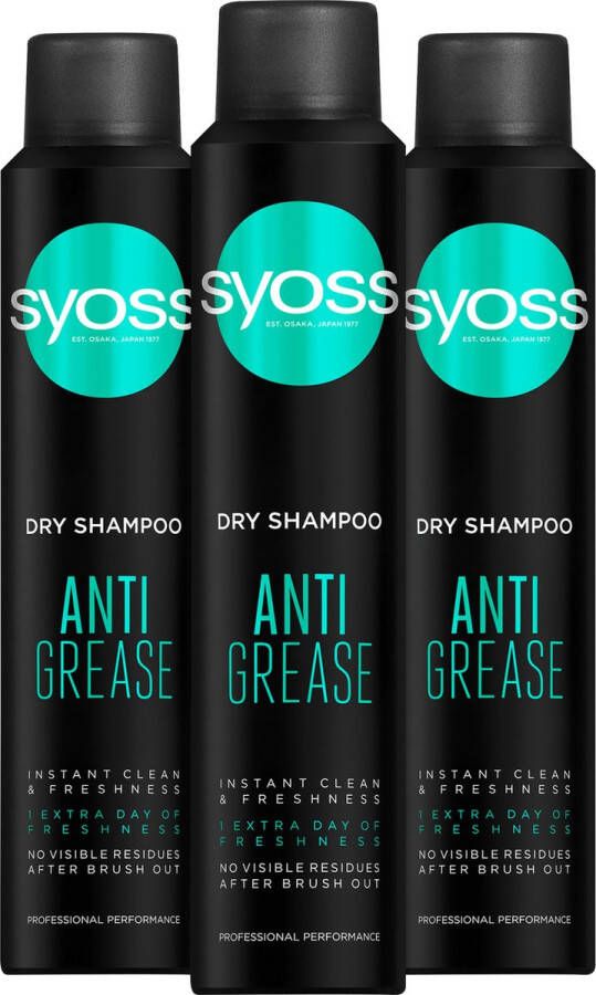 SYOSS Anti-Grease DroogShampoo 3x 200ml Voordeelverpakking