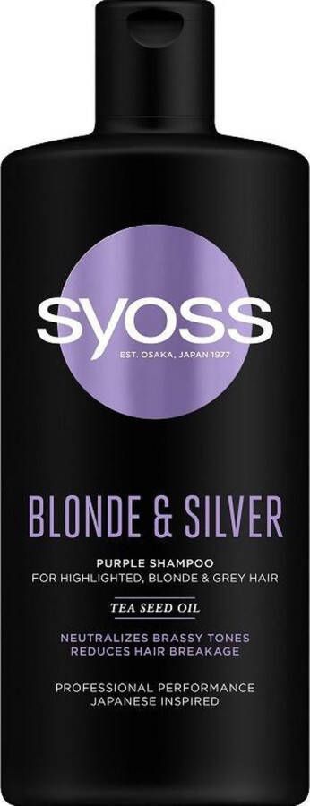 Syoss Blonde & Zilver Purple Shampoo Neutraliserende Gele Shampoo Voor Blond En Grijs Haar 440ml