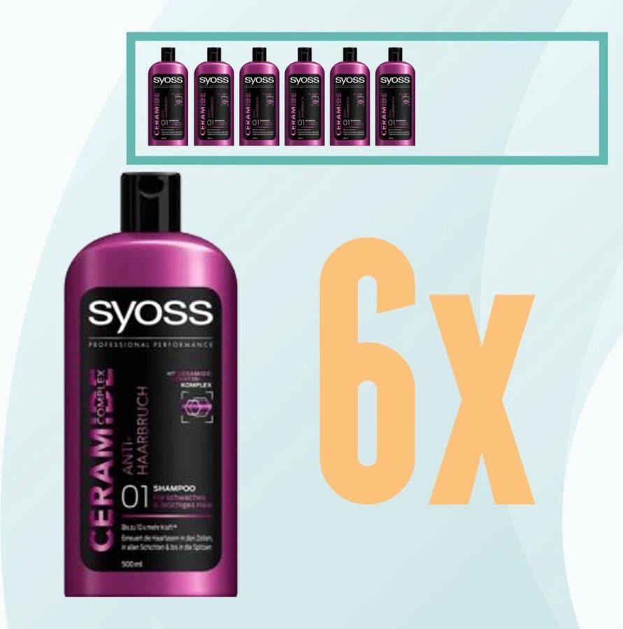 SYOSS Ceramide Vrouwen Shampoo 6x 500ml Voordeelverpakking Voordeelbundel Pakket