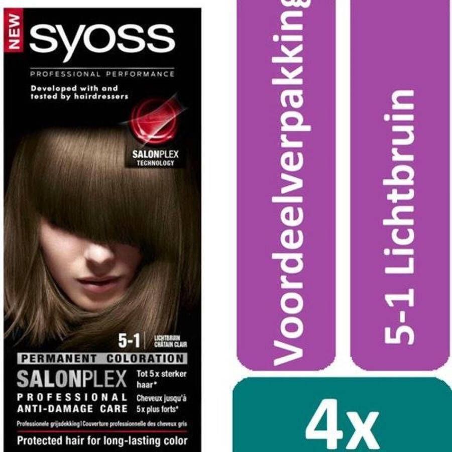 SYOSS Color 5-1 Lichtbruin Haarverf 4 stuks Voordeelverpakking