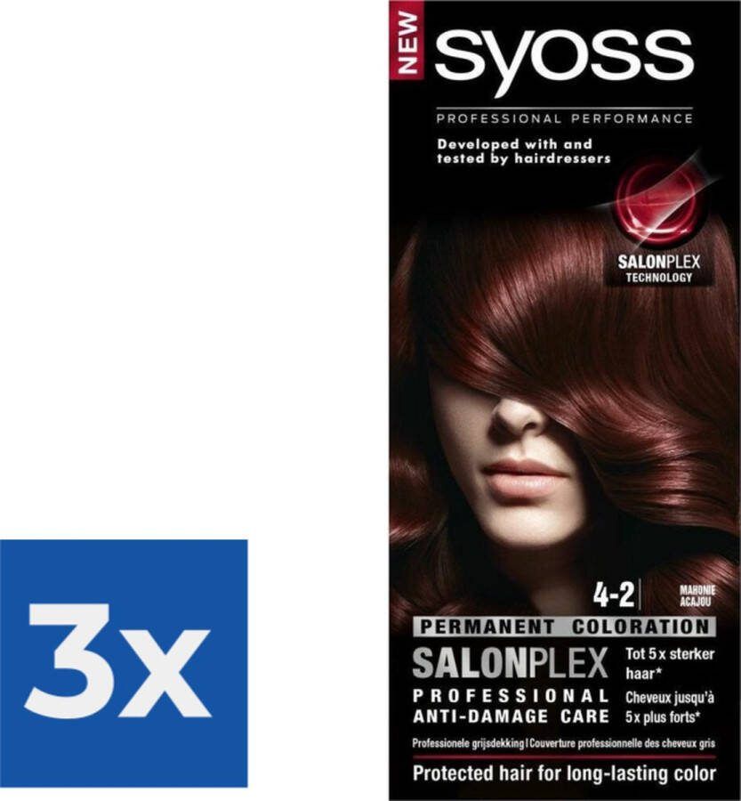 SYOSS Color baseline 4-2 Mahonie Haarverf 1 stuk Voordeelverpakking 3 stuks