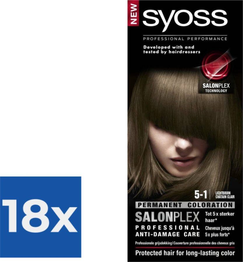 SYOSS Color baseline 5-1 Lichtbruin Haarverf 1 stuk Voordeelverpakking 18 stuks
