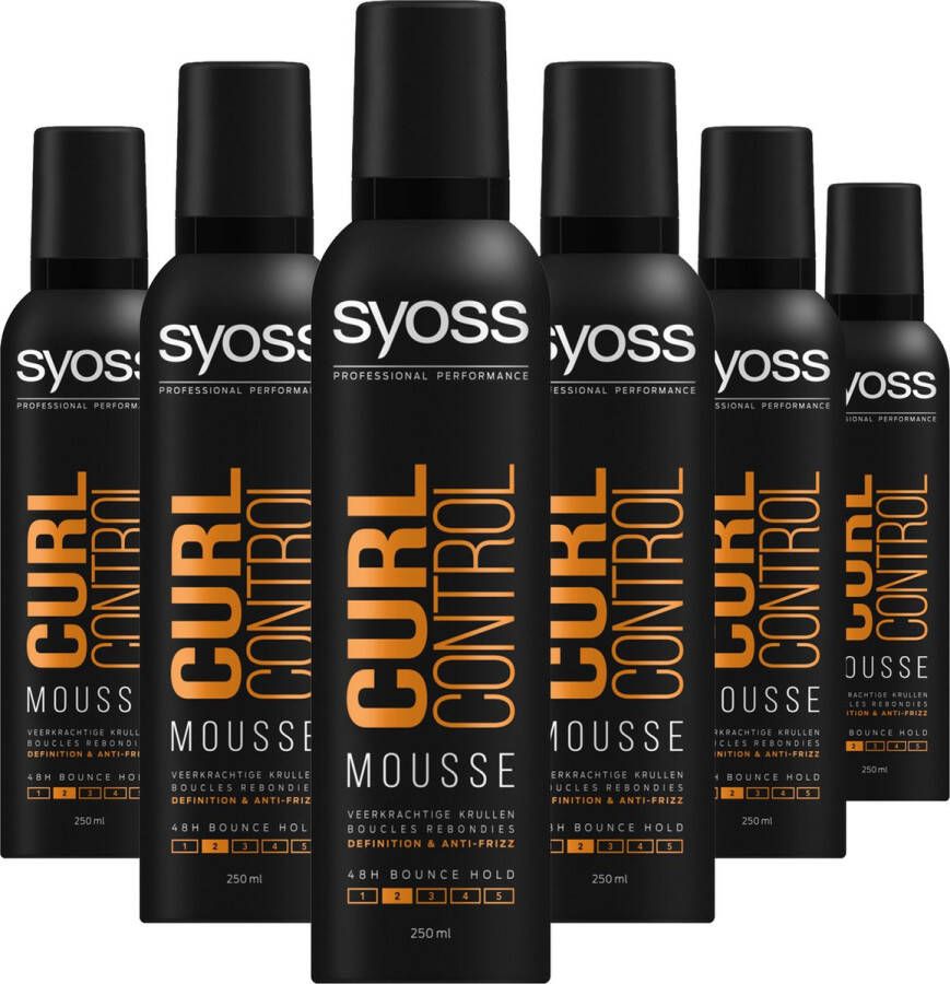 SYOSS Curl Control Mousse Haarmousse Haarstyling Voordeelverpakking 6 x 250 ml