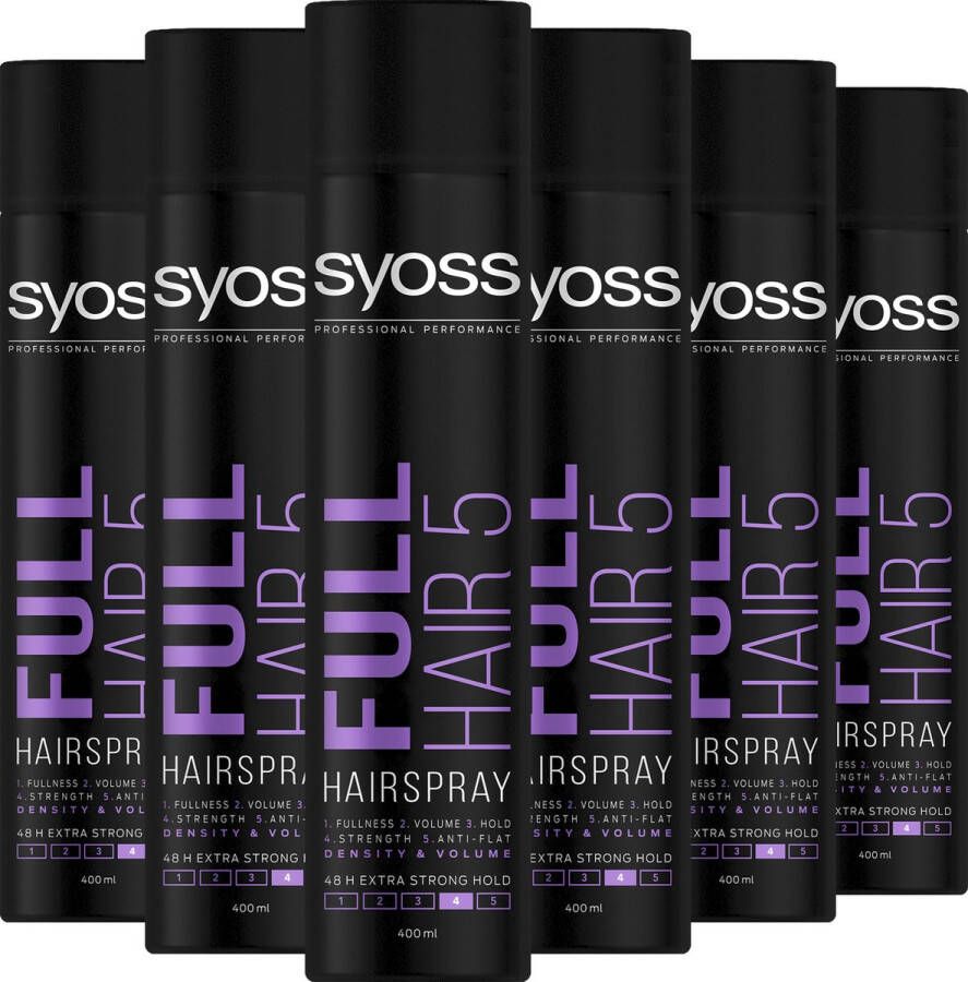 SYOSS Full Hair 5 Hairspray Haarlak Haarstyling 6x 400 ml Voordeelverpakking