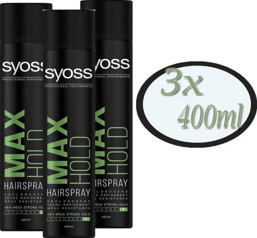 SYOSS Hairspray Max Hold 3x 400 ml