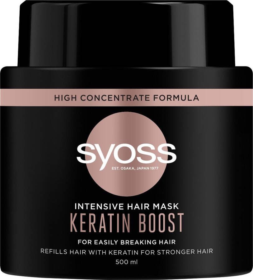 SYOSS Intensief haarmasker Keratine Boost intensief herstelmasker voor zeer broos haar 500ml