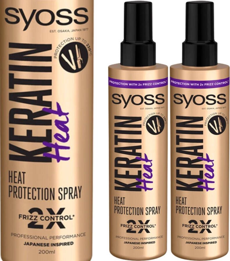 SYOSS Keratin Heat Protection Hair Spray 2 x 200 ml Dubbel Frizz Control